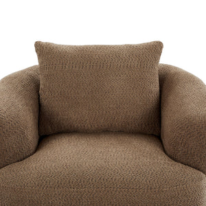 Chenille Upholstered 360° Swivel Chair with Throw Pillow, Dark Brown