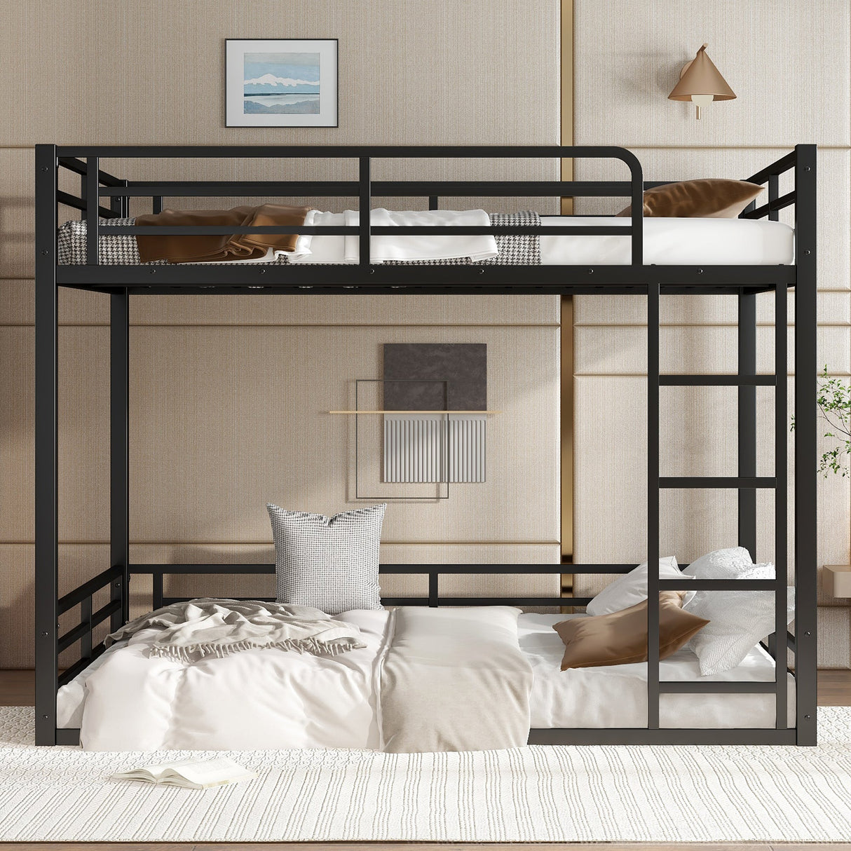 Metal Bunk Bed, Full XL Over Full XL Frame
