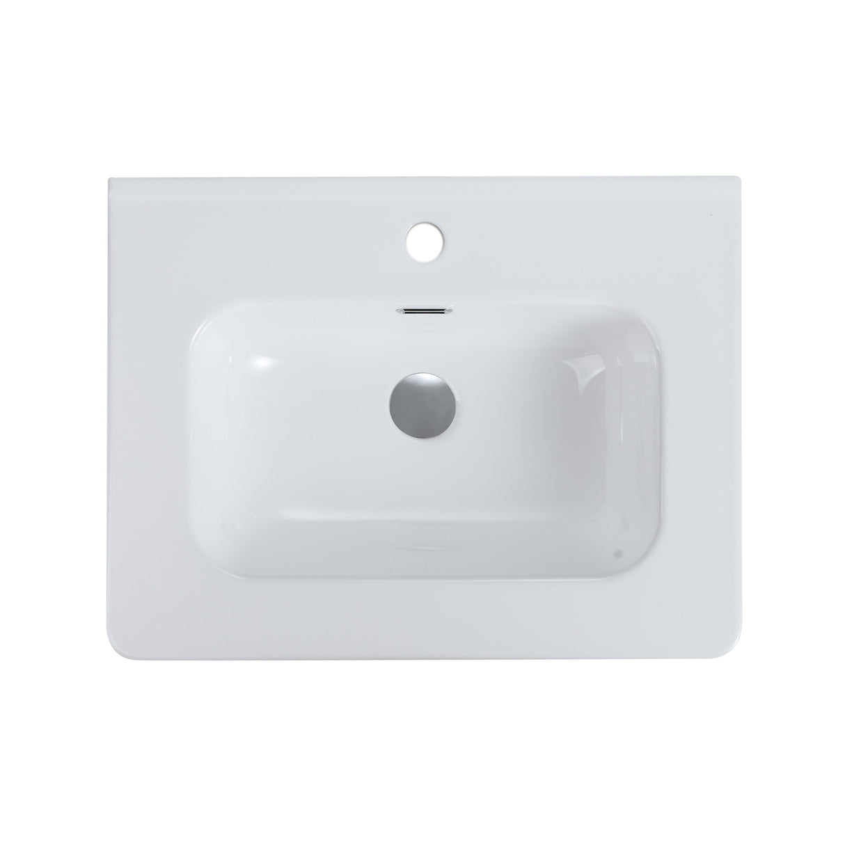 Glossy White Ceramic Integrated Sink
