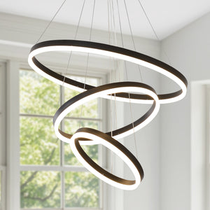Modern 3 Rings Chandelier with Remote Control