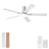 Flush Mount Ceiling Fans With LED Light And Remote Control, 5 Blades