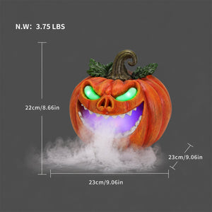 Halloween Pumpkin Monster Mist Sprayer, LED Light Up Fogger Figurine