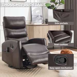 Heat Massage Manual Recliner Chair with Rocker and Swivel