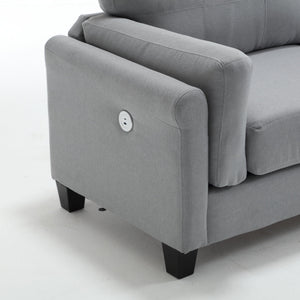 Modern Gray Sofa with Integrated USB and Type-C Charging