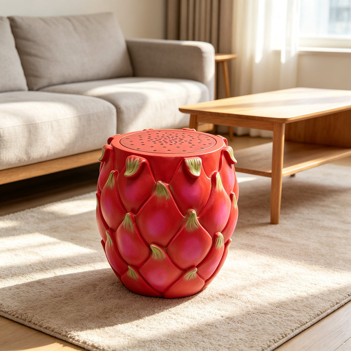 13.4" Oversized Resin Dragon Fruit Stool