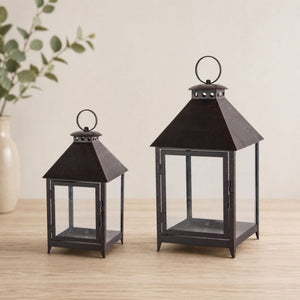 Footed Iron Metal Lantern (Set of 2)