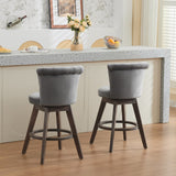 26" Counter Height Bar Stools Set of 2 with 360° Swivel and Velvet Upholstery