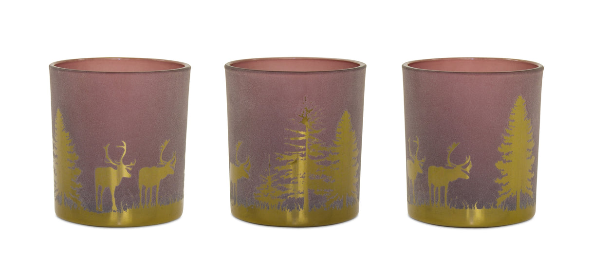Glass-Tea-Light-Holder-with-Woodland-Scene-(Set-of-3)-Candle-Holders