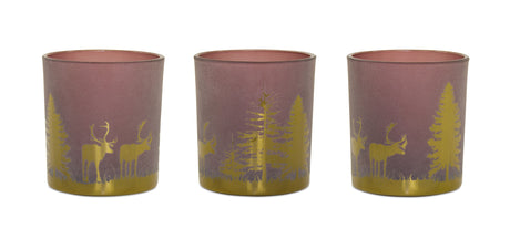 Glass-Tea-Light-Holder-with-Woodland-Scene-(Set-of-3)-Candle-Holders