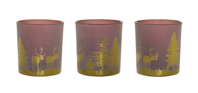 Glass-Tea-Light-Holder-with-Woodland-Scene-(Set-of-3)-Candle-Holders