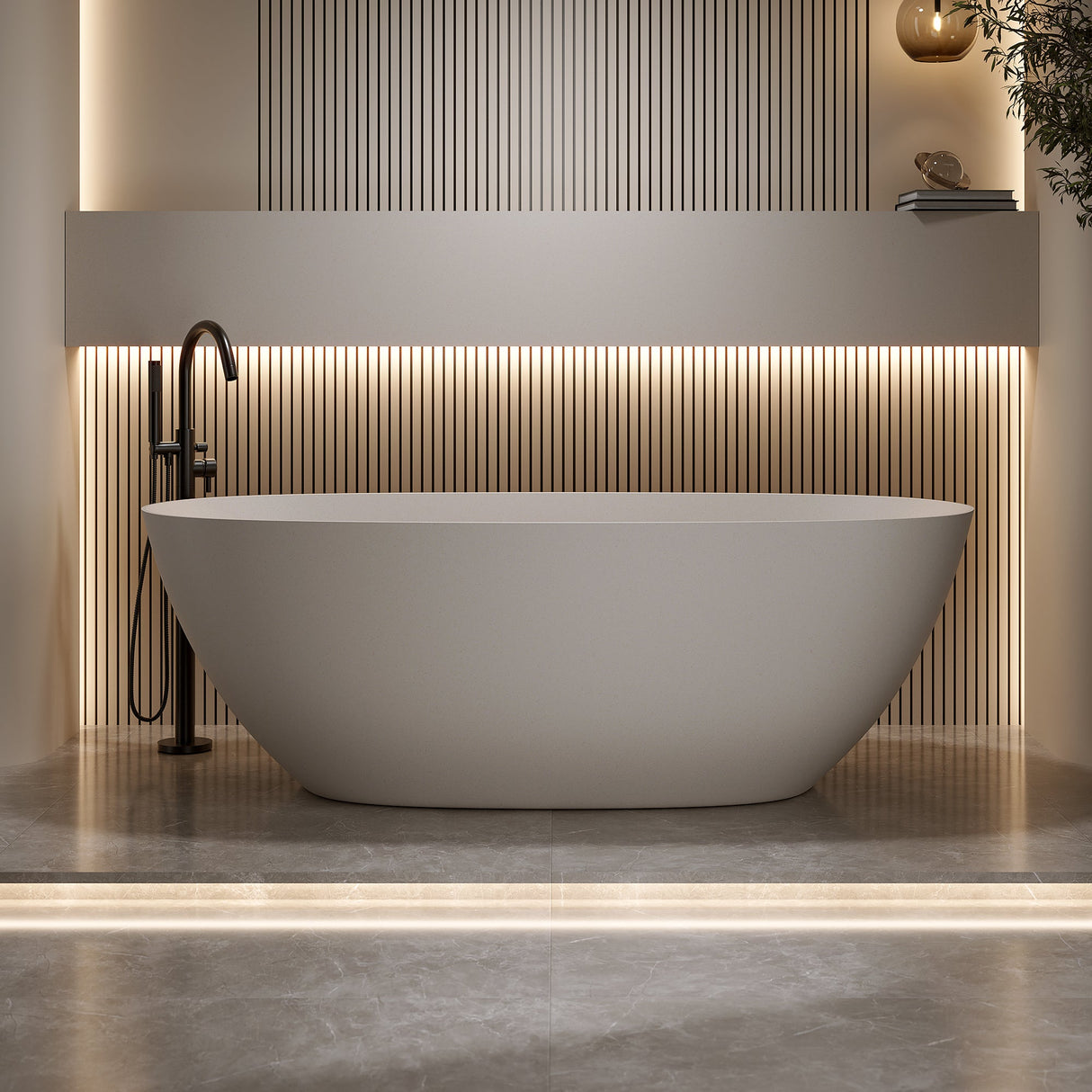 69'' Freestanding Bathtub Resin Stone Soaking Bathtub