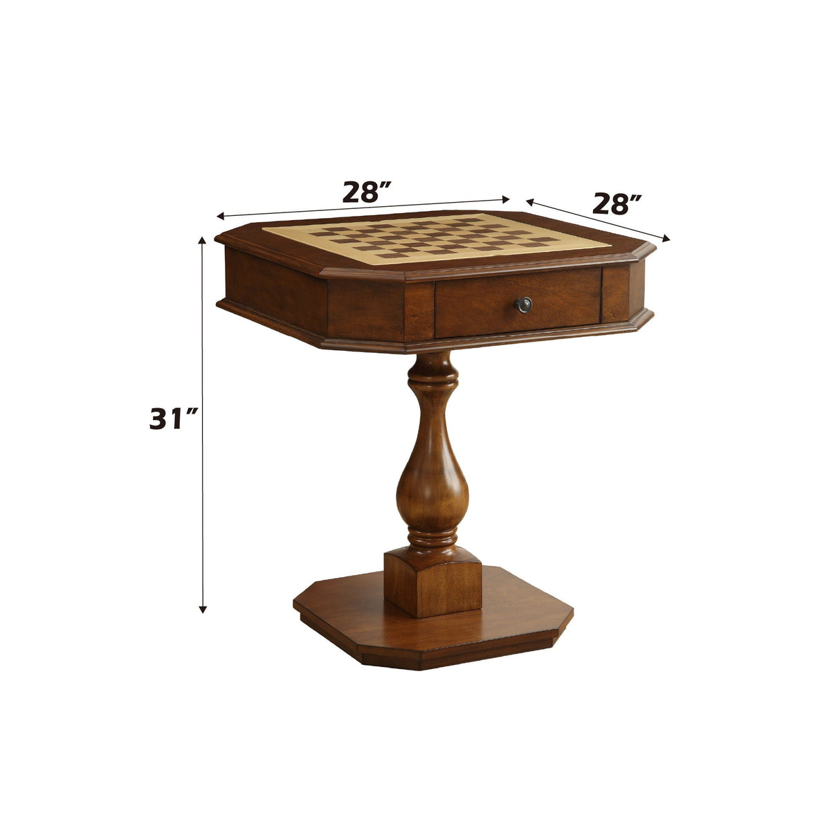 Bishop - Reversible Chess Checker Game Table With Game Tray (Chess Fingures Not Included)