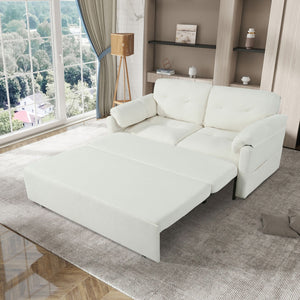 Convertible Pull Out Sofa Bed Queen Size with Side Storage - Fabric, Modern