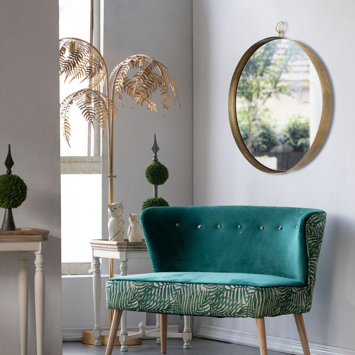 Round Mirror, Circle Mirror With Iron Frame For Living Room Bedroom Vanity Entryway, Hallway