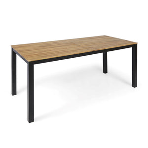 7 Piece Outdoor Dining Set With Table And 6 Chairs - Black / Teak / Gray