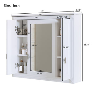 Wall Mounted Bathroom Cabinet with 5 Adjustable Shelves and Mirror - Black or White