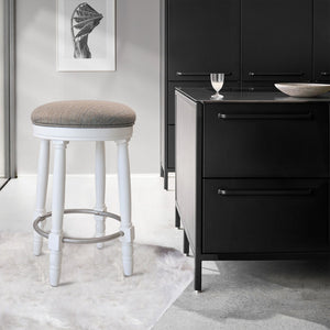 360° Swivel Wooden Barstools With Upholstered Seat, Counter Height (Set of 2)