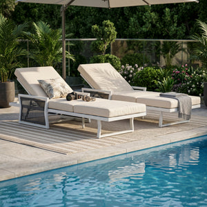 White Iron Outdoor Chaise Lounge