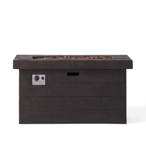 Custer - Rectangular Fire Pit 50, 000 Btu Magnesium Oxide - Brown