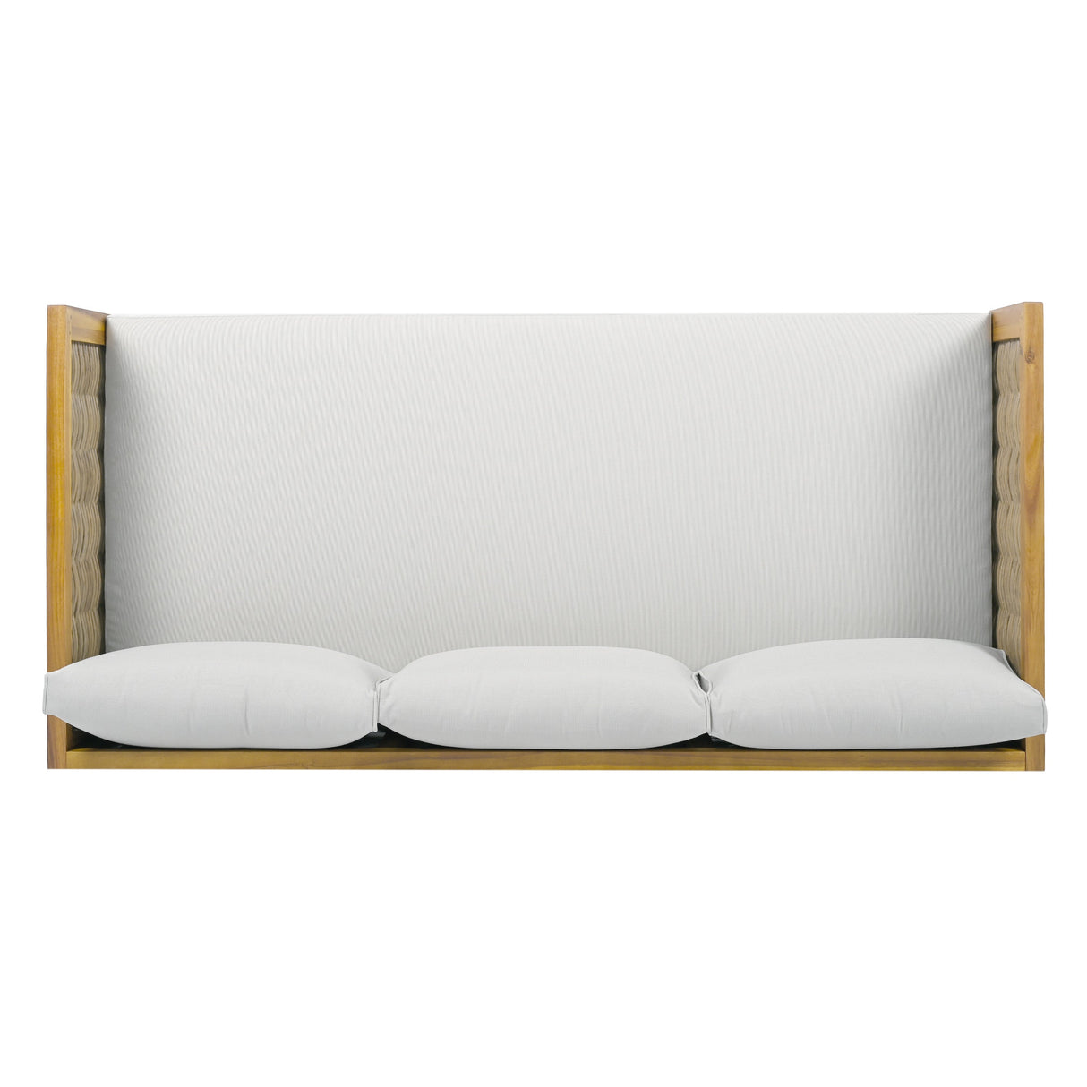 Claremont 3-Seater Daybed with Rattan Arms, Light Grey Cushion, Acacia Wood Frame