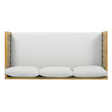 Claremont 3-Seater Daybed with Rattan Arms, Light Grey Cushion, Acacia Wood Frame