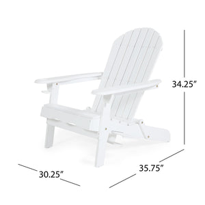 Zenithia Outdoor Foldable Adirondack Chair with 2 Cup Holders, White