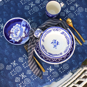 Blue Garden 4 Pc Canape Plate Set - 6.9" Stoneware