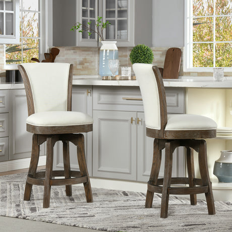 Henry-27'-Armless-Swivel-Counter-Height-Bar-Stool,-Natural-White-Linen-Bar-Stools