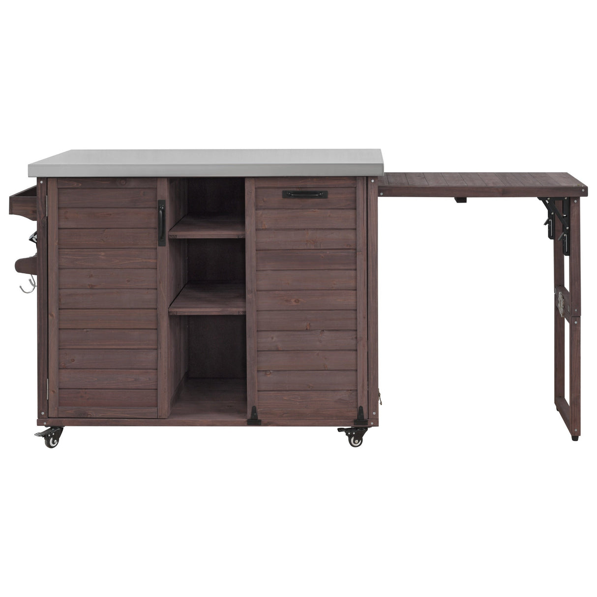 K&K 78.3' Outdoor Kitchen Island with Foldable Grill Table