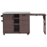 K&K 78.3' Outdoor Kitchen Island with Foldable Grill Table
