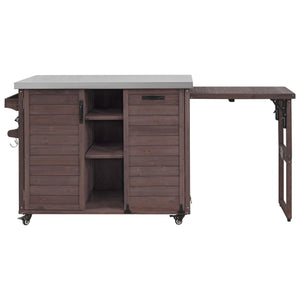K&K 78.3' Outdoor Kitchen Island with Foldable Grill Table