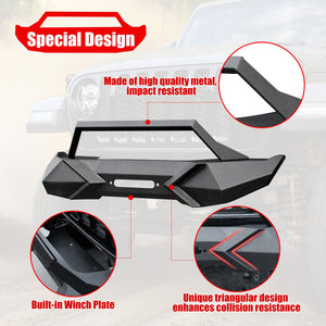 X Style Front Bumper with Winch Plate Compatible with Wrangler JK (2007-2017)