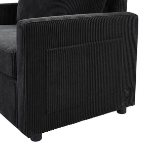 Sleeper Sofa With Foldable Mattress, USB Ports, Side Table & Storage Pocket
