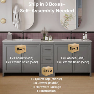 Double Sink Bathroom Vanity With Quartz Countertop