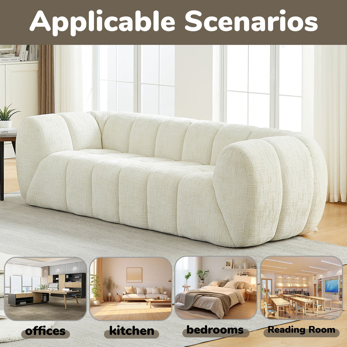 Modern Sofa With Piano Key Backrest
