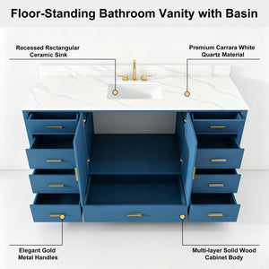 60" Modern Solid Wood Bathroom Vanity with Sink