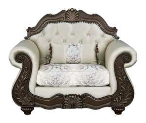 Pierce 2-Piece Traditional Living Room Set, Upholstered Loveseat and Accent Chair with Carved Wood Frame