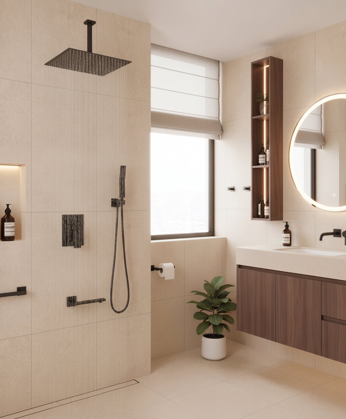 Shower System with Tub Spout and 12 Inch Shower Head