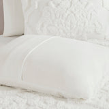 3 Piece Tufted Cotton Chenille Damask Comforter Set Off-White King/Cal King