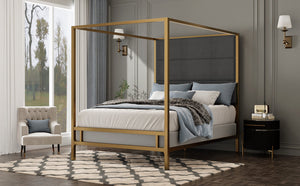 Modern Gold Metal Canopy Bed