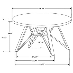 Vellux - 5 Piece Round Dining Table Set With Concrete Top Upholstered Chairs - Gunmetal