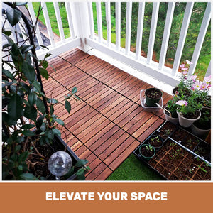 10 PCS Interlocking Acacia Hardwood Deck Tiles