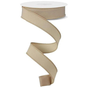7/8" Diagonal Weave Ribbon: Light Beige (10 Yards)