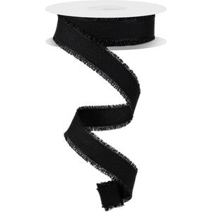 7/8" Fuzzy Edge Ribbon: Black (10 Yards)