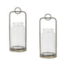 Antique metal candle holder with glass jar (set of 2)