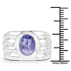 3.55 Carat Genuine Tanzanite .925 Sterling Silver Ring
