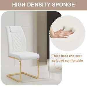 High Back Dining Chairs For Dining & Kitchen Room (Set of 4) - Golden / White