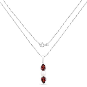 1.50 Carat Genuine Garnet and Pearl .925 Sterling Silver Pendant