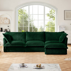 L-Shaped Slipcovered Sectional Sofa Couch