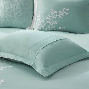 Oversized Cotton Jacquard Comforter Set Aqua King